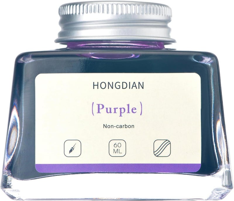 Asvine Hongdian Fountain Pen Bottled Ink Purple Color, 60ml Non Carbon Inkwell Bottle, Artist Calligraphy Ink - Image 2